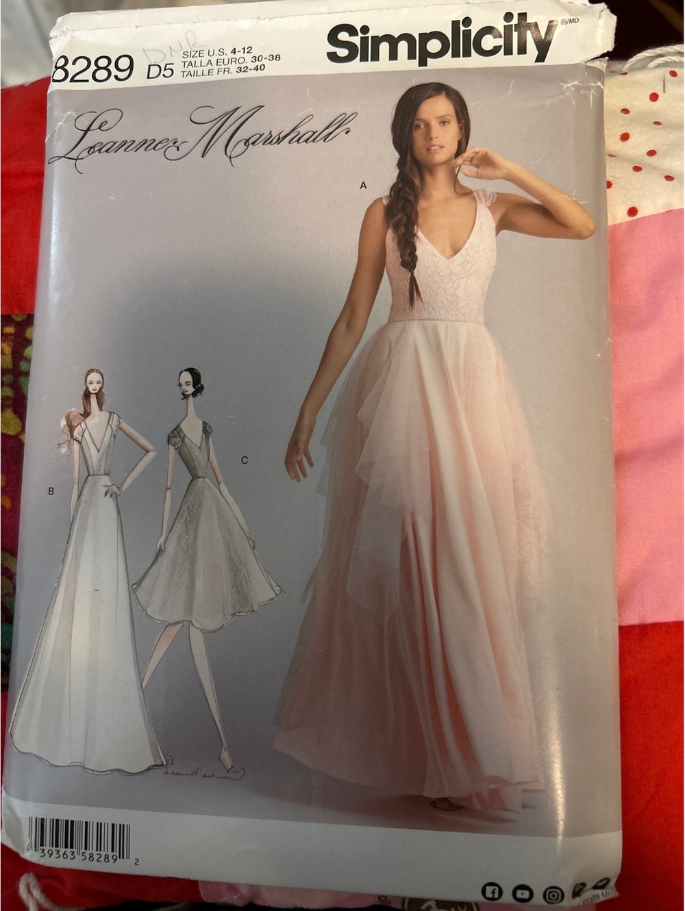 Simplicity 3289 Leanne Marshall Wedding Dress Sewing Pattern Size US 4-12